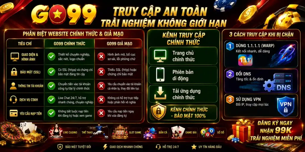 Trang Chủ GO99 14 Cảnh Báo Link Giả Mạo & Cách Truy Cập GO99 Không Bị Chặn