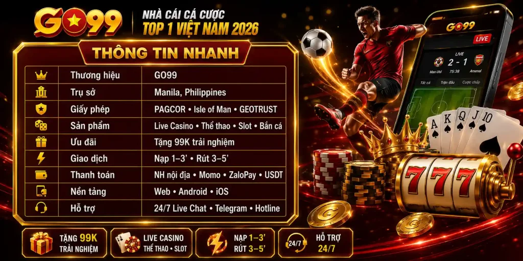 Trang Chủ GO99 13 Tổng Quan GO99 - Thương Hiệu Cá Cược TOP 1 Việt Nam
